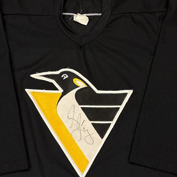 Vtg Pittsburg Penguins Autographed Jersey Shirt Mens Small Black *READ - Picture 3 of 8